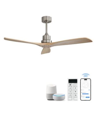 52-inch Modern Sand Nickel 3-Blade Light Ceiling Fan with Remote Control and Supporting Mobile Device Connection