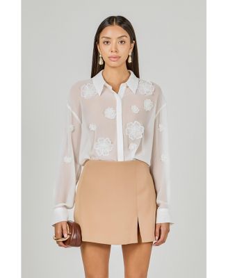 Women's Floral Detail Shirt Blouse