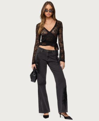 Women's Rossa Beaded Low Rise Baggy Jeans