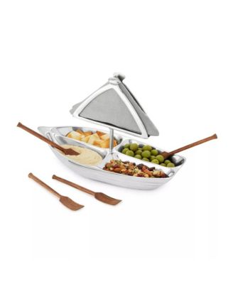 Rowboat Aluminum Serving Bowl With Napkin Holder