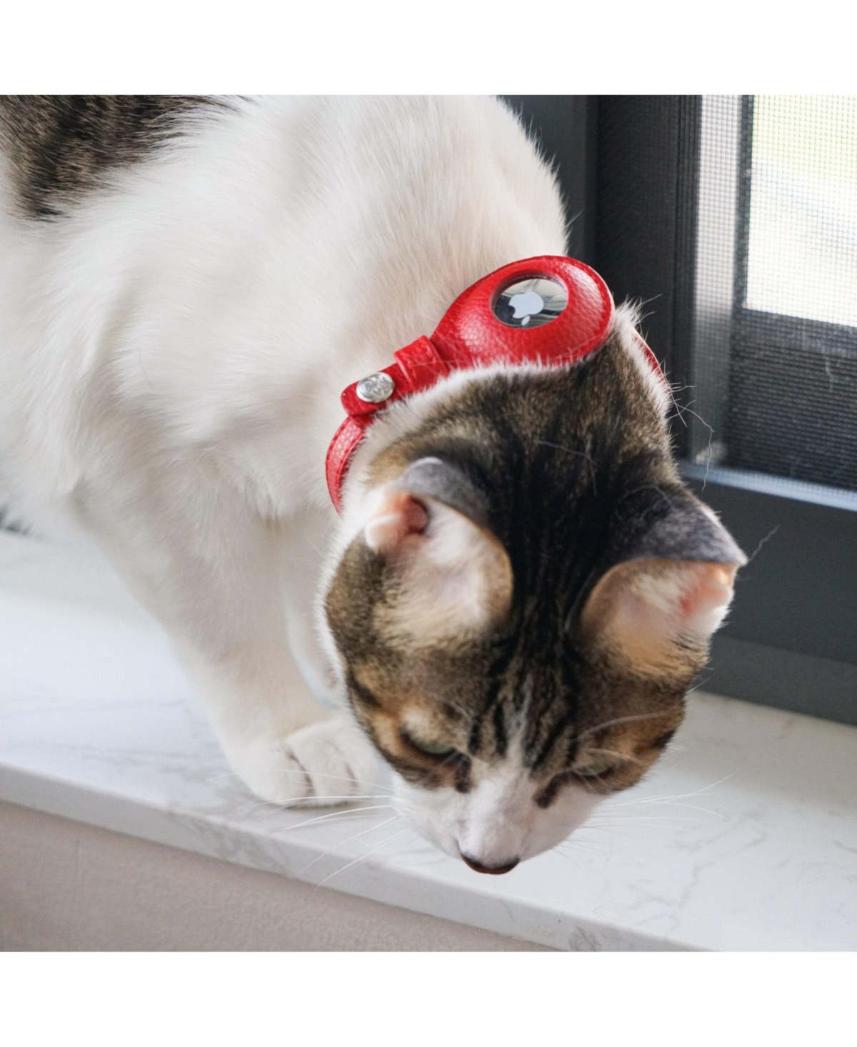 Blueberry Pet Silver-Powered Freshness Microfiber Leather AirTag Cat Collar with Bell Sweet Pink