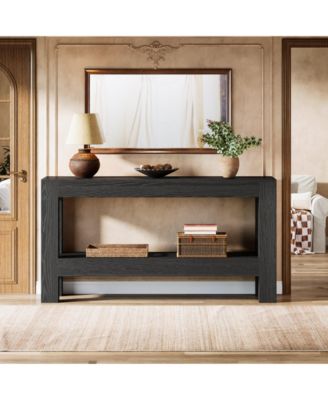 63-Inch Wood Entryway Table, Long Farmhouse Narrow Console Table for Living Room