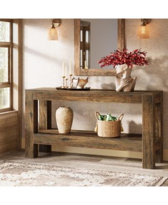 63-Inch Wood Entryway Table, Long Farmhouse Narrow Console Table for Living Room