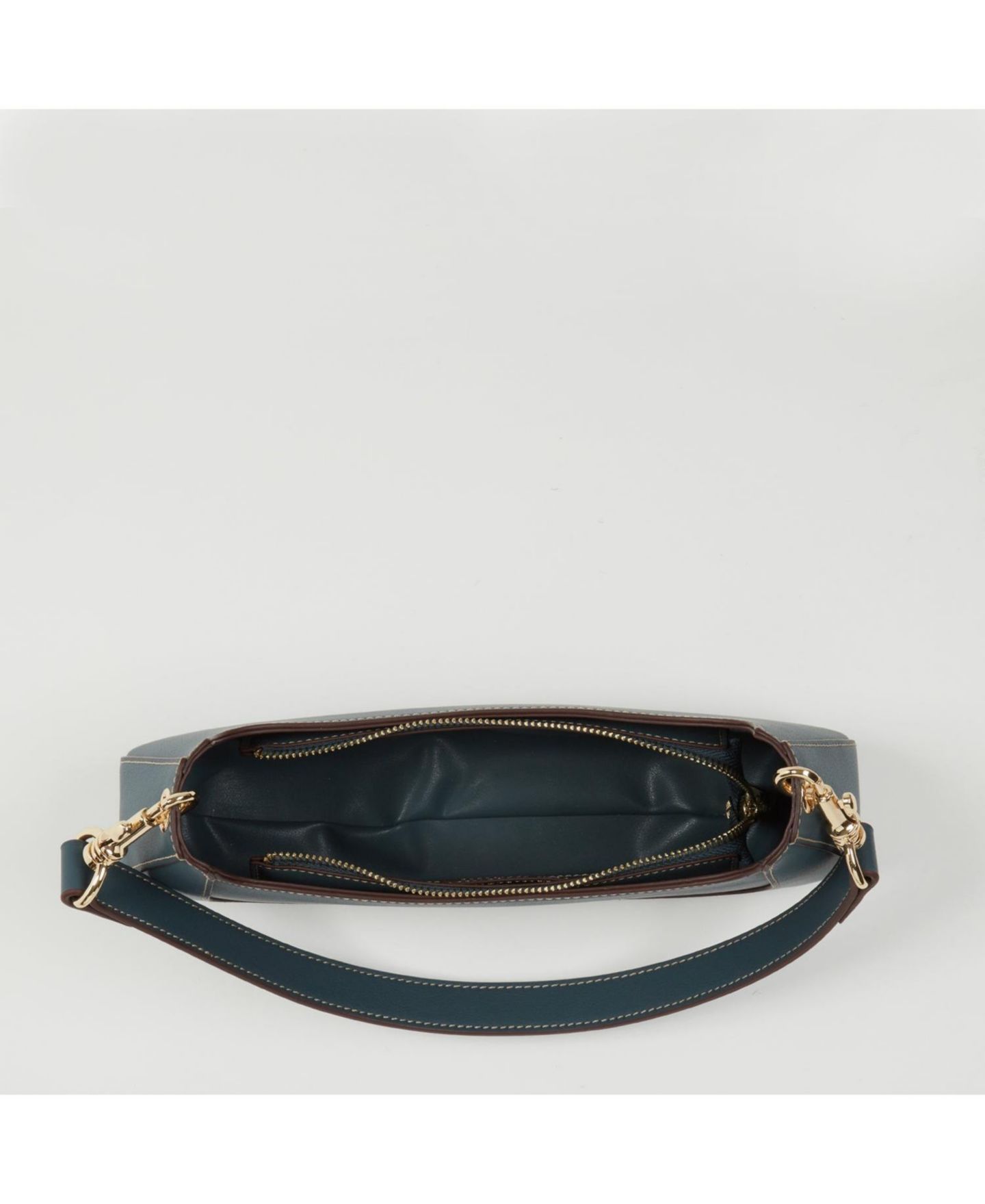 Женская сумка SUSU East West Teal Blue Leather Baguette Shoulder, цвет: Синий — фото 5