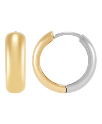 Huggies Earrings in 10k Yellow and White Gold