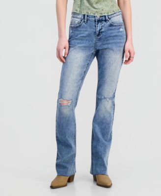 Juniors' Ripped Bootcut Jeans