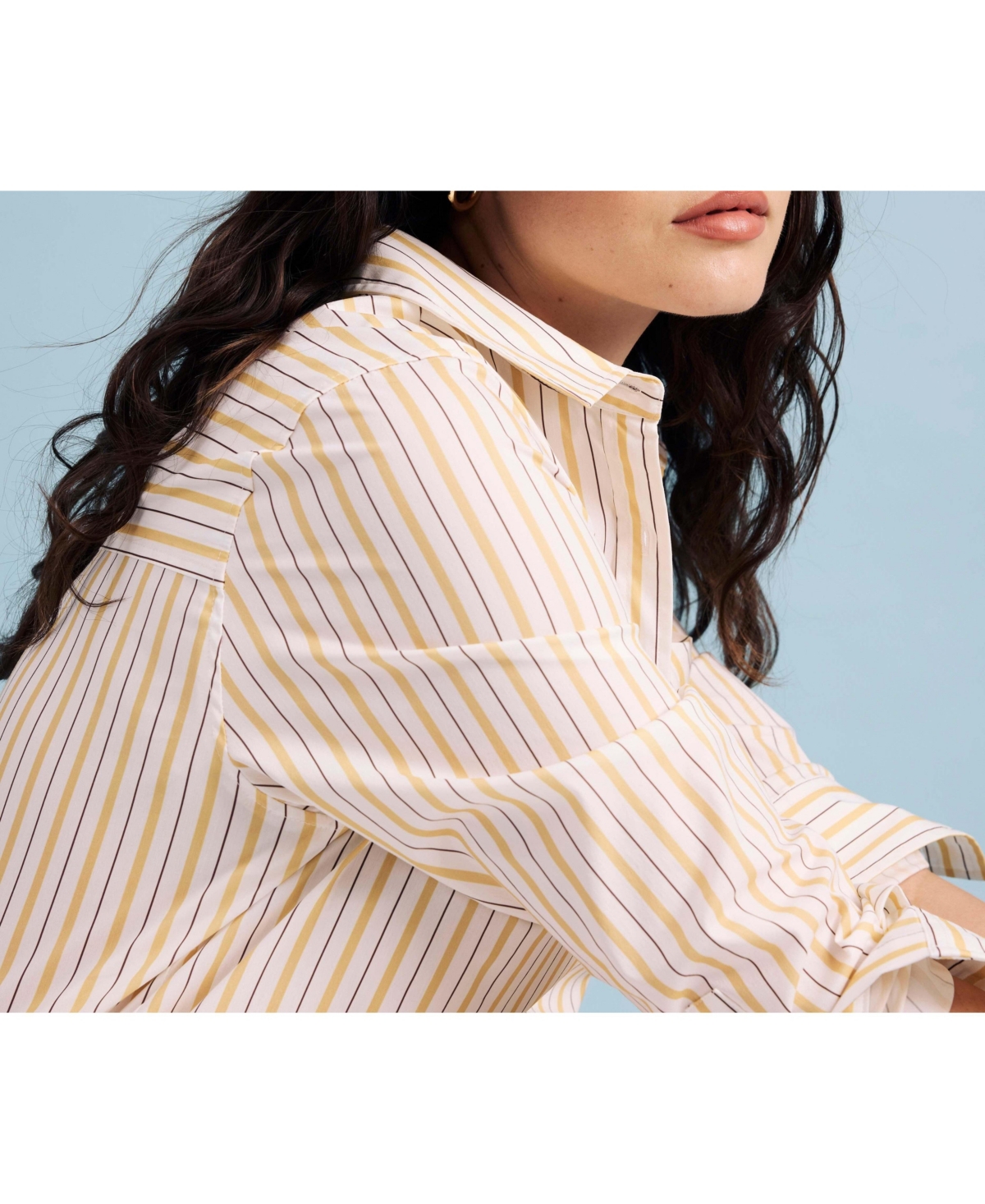 Universal Standard Womens Plus Odeon Stretch Poplin Shirtdress