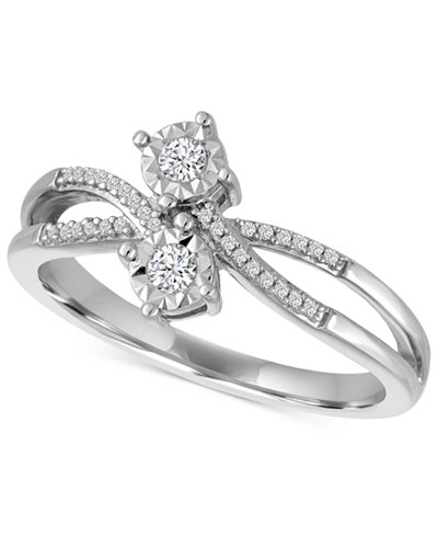Diamond Two-Stone Bypass Ring (1/10 ct. t.w.) in Sterling Silver