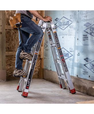 18 Foot Reach 5 in 1 Multi Position Aluminum Step Ladder, Silver