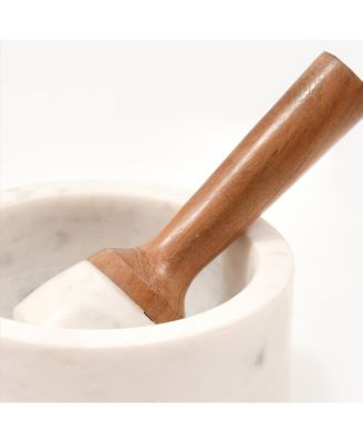 Marble and Wood Mortar & Pestle