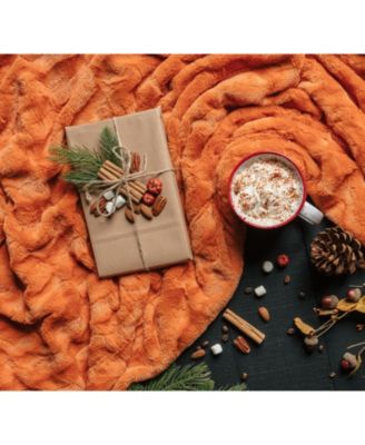 Premium Fuzzy Faux Fur Microfiber Polyester Reversible Throw Blanket, Throw