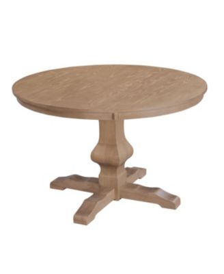  Rustic Wire-Brushed Round Dining Table with Pedestal Base