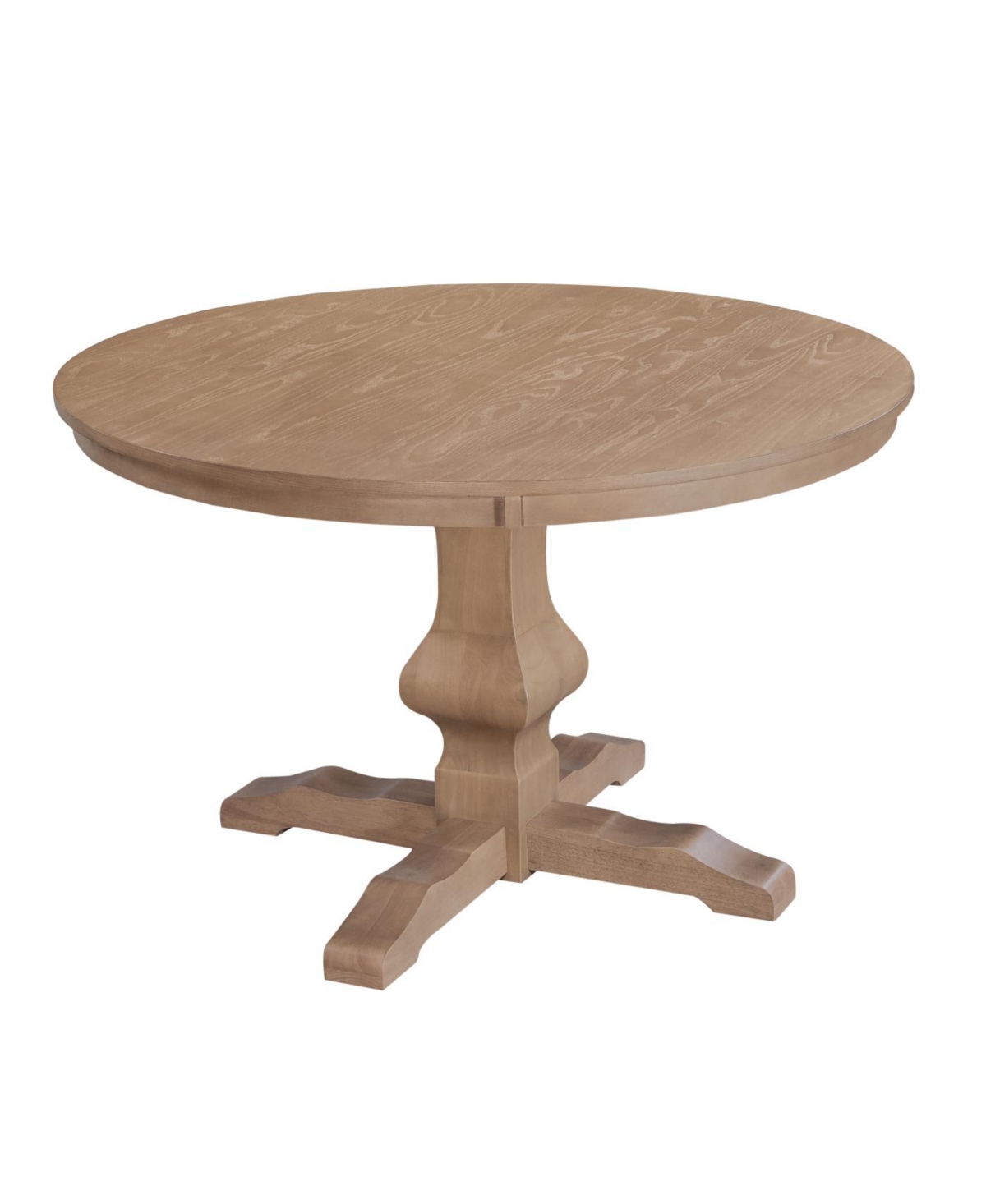 Streamdale Furniture Rustic Wire-Brushed Round Dining Table with Pedestal Base