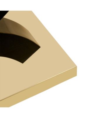 Glass Dining Table with OC-Shaped Black MDF Legs & Gold Base