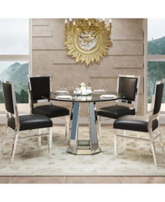 Modern minimalist round glass dining table with round base