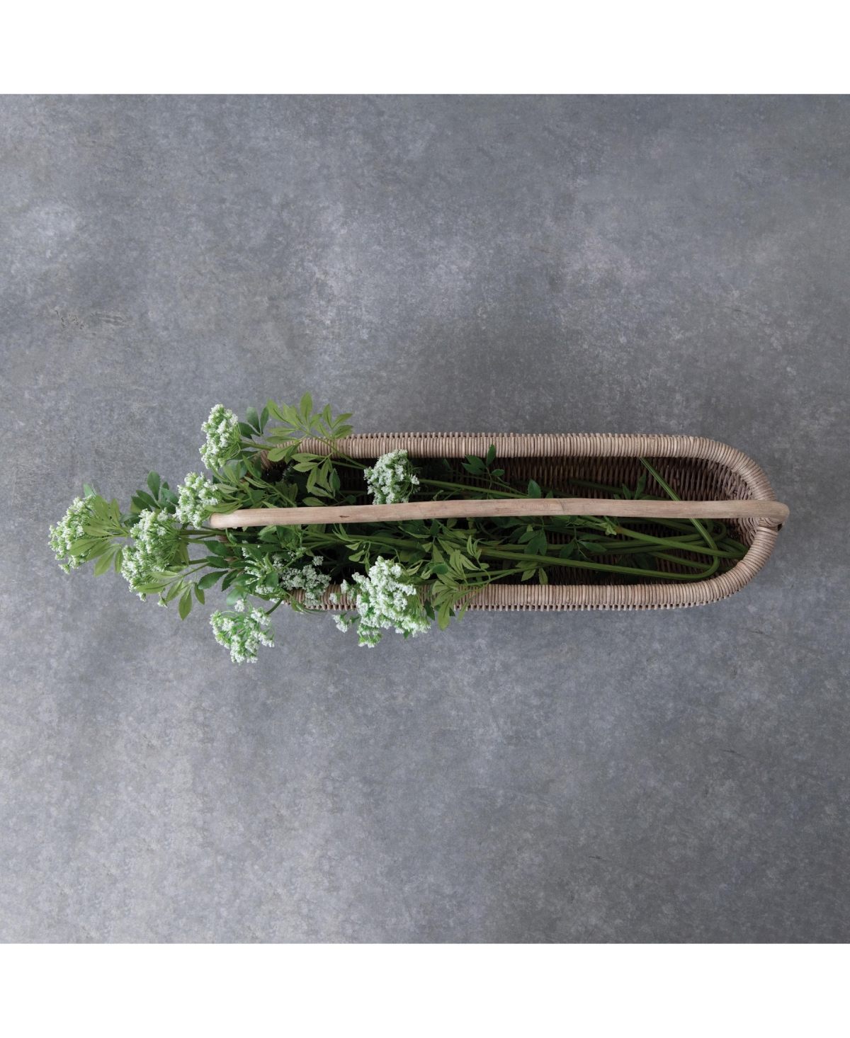 Storied Home Hand-Woven Rattan Basket with Handle, Natural