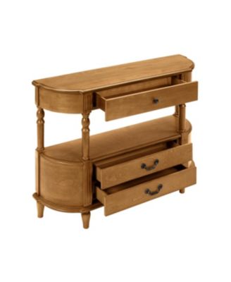 Streamdale Retro Curved Wood Console Table with 3 Drawers, 43" Entry Table with Storage Shelf, Brown