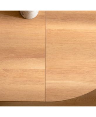  59 Inch Oval Dining Table for 4-6 with 2-Layer Storage Shelf and Wood Slide Door