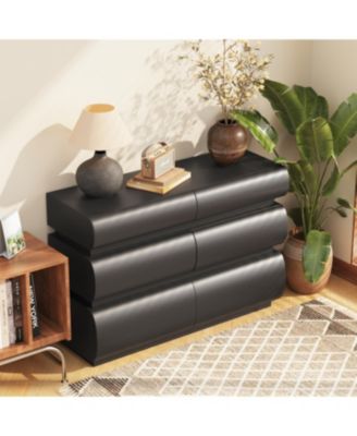Streamdale 6-Drawer Black Dresser, Modern Wide Storage Chest (SKU:W757P235728
