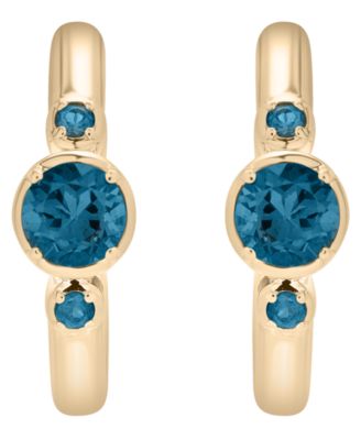London Blue Topaz (3/4 ct. t.w.) Thin Circle Hoop Earrings in 14k Gold-Plated Sterling Silver