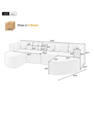 Streamdale Boneless Couch Modular Sectional Sofa 114.9" Blue