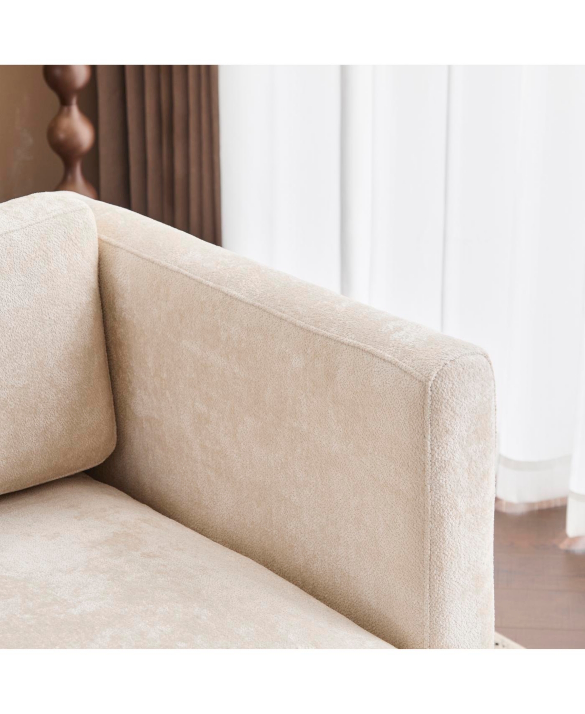 Streamdale Furniture Beige 77" Modern Boucle 3-Seater Sofa with Solid Wood Base