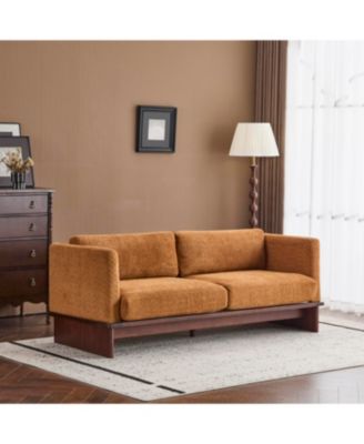 Beige 77" Modern Boucle 3-Seater Sofa with Solid Wood Base