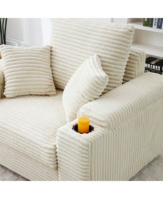 Streamdale Oversized Accent Chair with Ottoman, Cream