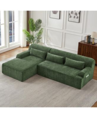 Chenille L-Shape Luxury Sectional Sofa, Comfy Sleeper Couch for Living Room