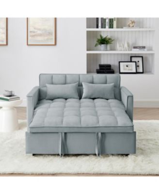 Streamdale 54.33" Foldable Sofa Bed - Modern Velvet Pull-Out Couch (Light Gray)