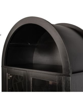 Streamdale 71" Fluted Tall Arched Pantry Cabinet with Adjustable Shelves & Hidden Drawer, Black