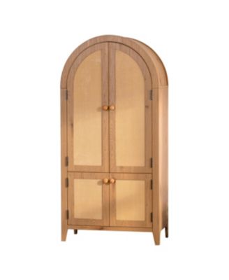 Streamdale Arched Kitchen Pantry Cabinet, 63.39" Tall Rattan Storage Cabinet