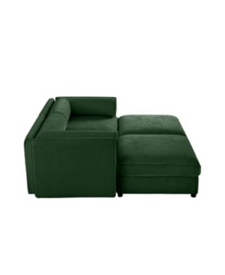 Stylish Green Chenille 2-Seater Sofa with 2 Ottoman Storage Seats