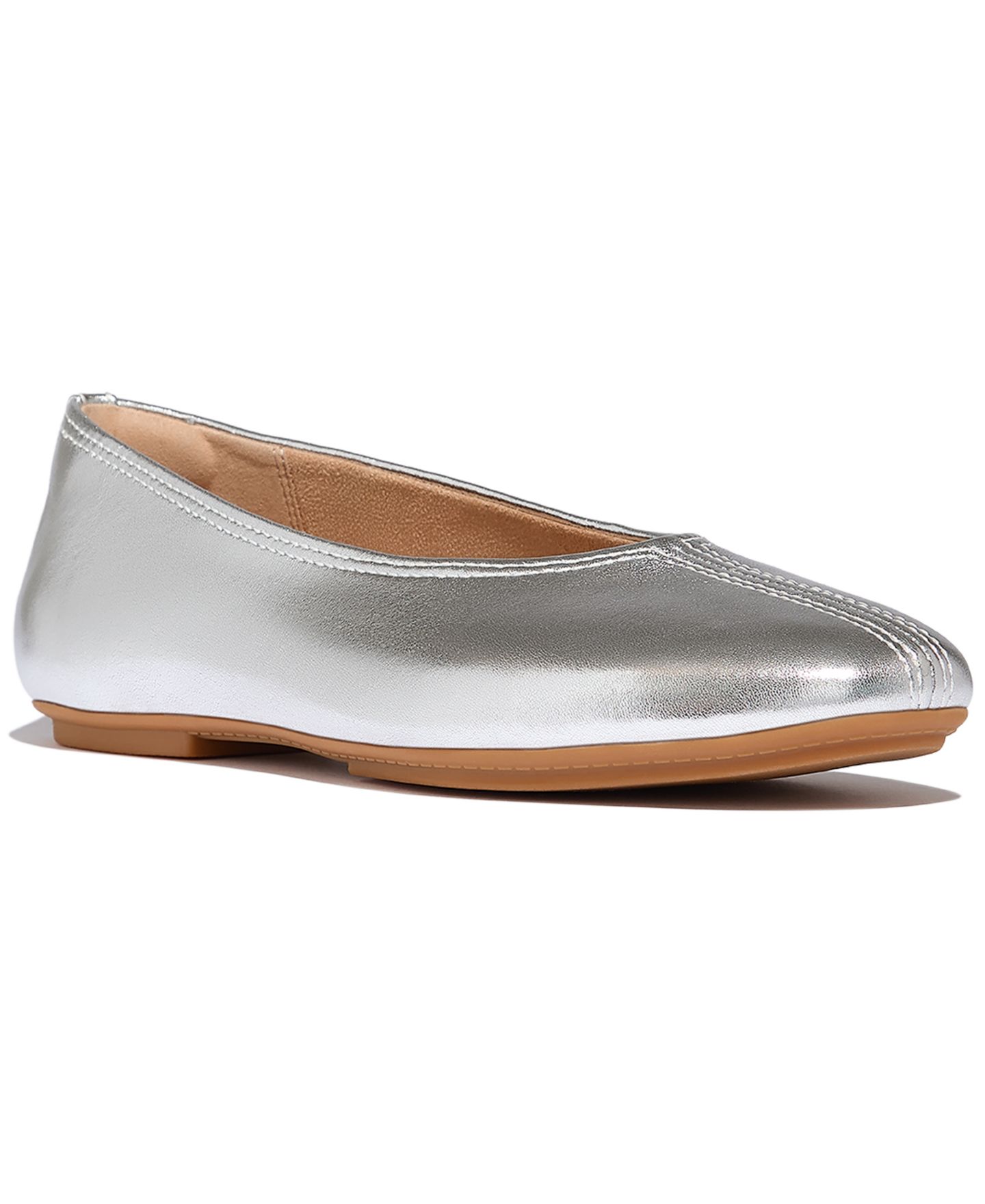 Женские высокие балетки FitFlop Delicato без застёжки, цвет: Серебряный — фото 1