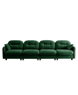Streamdale Four-Seater Modular Chenille Sectional Couch with Pillows, Green