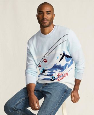 Men's Long Sleeve Fine Gauge Holiday Crew Neck Sweater