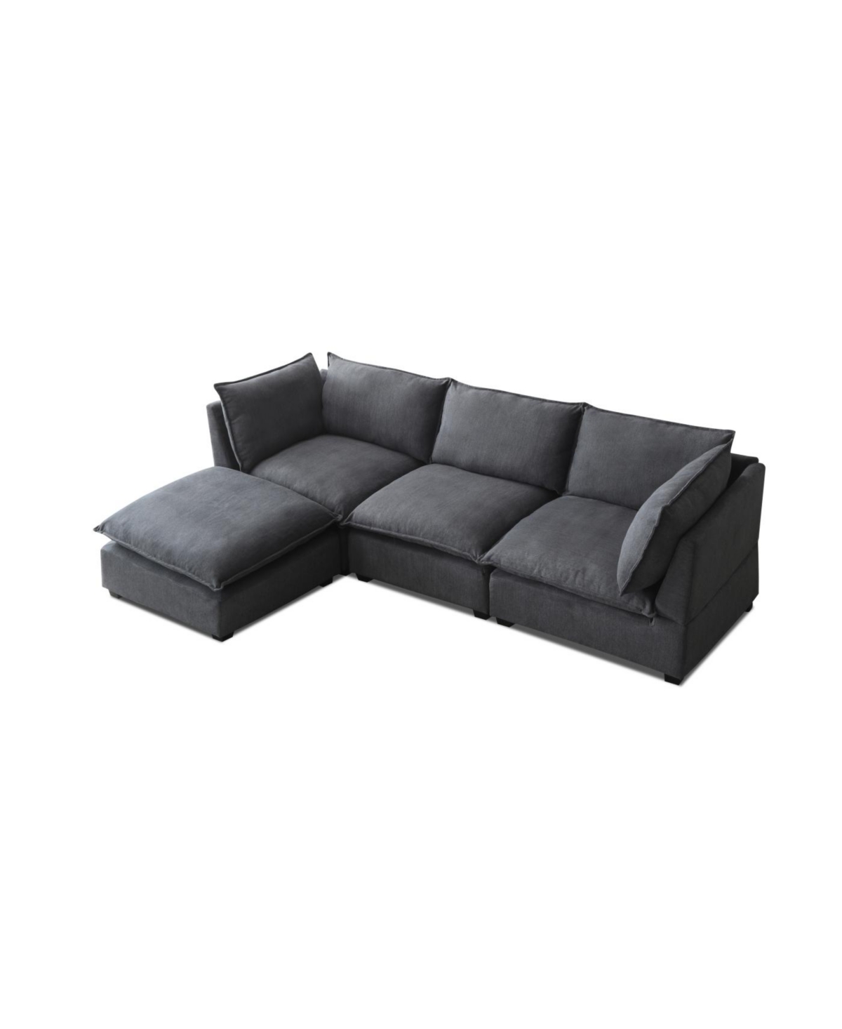 Streamdale Furniture Streamdale Modern Linen Sectional Sofa with Convertible Ottoman - Grey