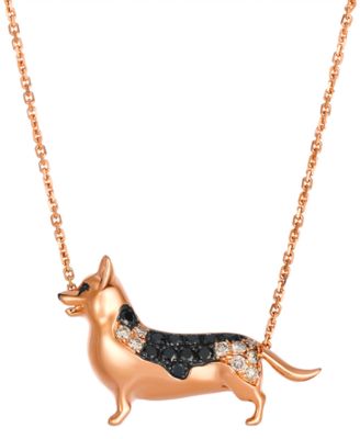 Nude Diamond (0.16 ct. t.w.) & Blackberry Diamond (0.24 ct. t.w.) Corgie Necklace in 14k Strawberry Gold