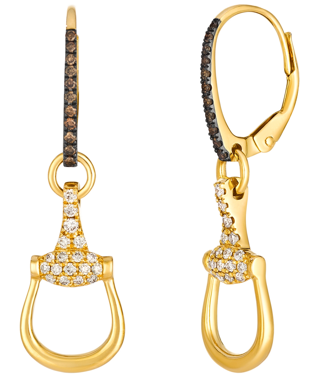 Le Vian Nude Diamond (0.26 ct. t.w.) & Chocolate Diamond (0.14 ct. t.w.) Earrings in 14k Honey Gold