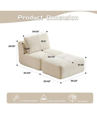 Modern Memory Foam Sofa, Single Chaise, Pet-Friendly, Corduroy, Beige