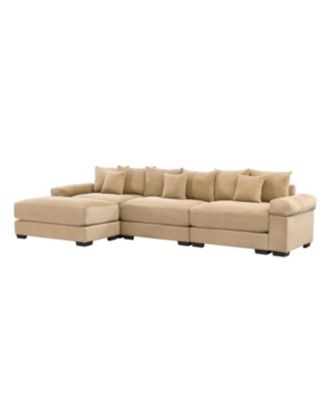 Streamdale Camel 130" Oversized Cloud Modular L-Shape Sectional Couch with Ottoman & 9 Pillows