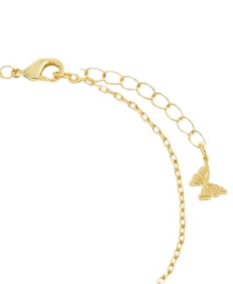 Pave Outlined Gold Plated Four Leaf Clover Bracelet