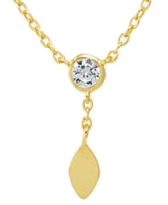 Cubic Zirconia Bezel X Solid Marquise Drop Necklace