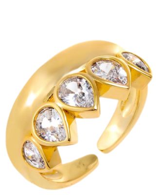 by Adina Eden Multi Cubic Zirconia Gold Plated Pear Rimmed Ring - Macy's