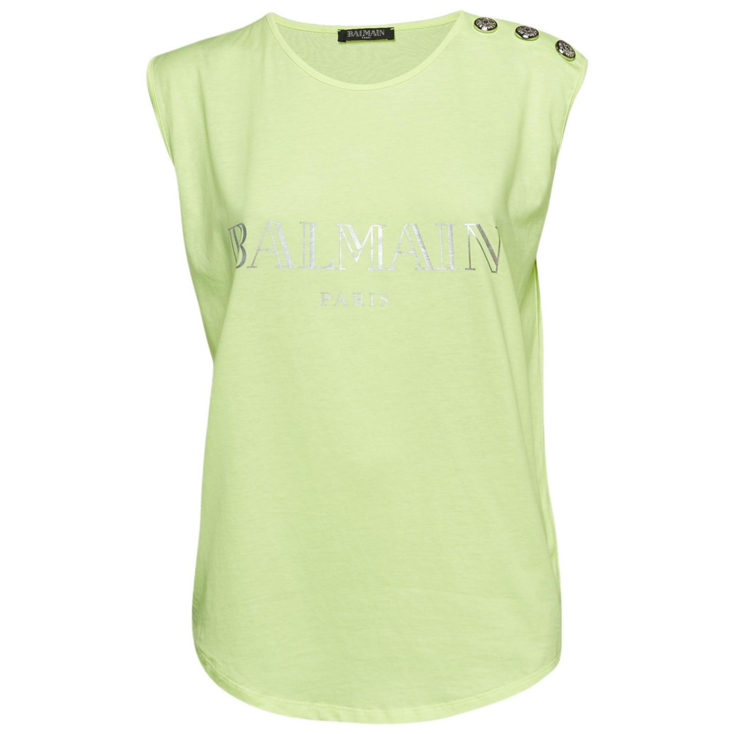 Women's Fluorescent Green Logo Print Jersey Sleeveless T-Shirt