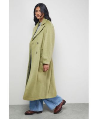 Women's Oversized Pleat Back Detail Maxi Coat