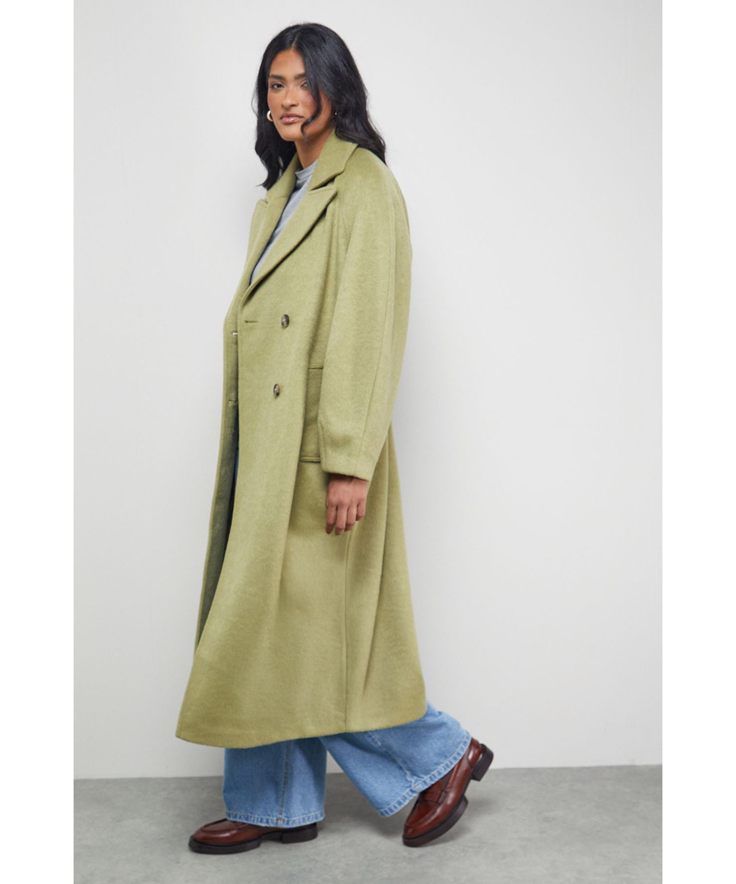 Women's Oversized Pleat Back Detail Maxi Coat