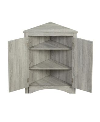 31.5"H Triangle Corner Cabinet, Adjustable Shelves, Kitchen/Home Freestanding Storage
