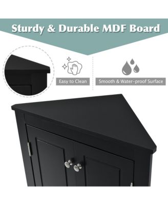 31.5"H Triangle Corner Cabinet, Adjustable Shelves, Kitchen/Home Freestanding Storage