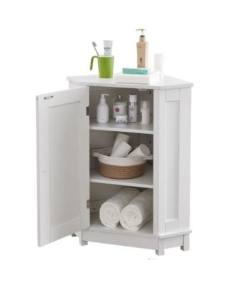 31.4"H Triangle Corner Bathroom Cabinet, Adjustable Shelf, Modern MDF Storage Unit
